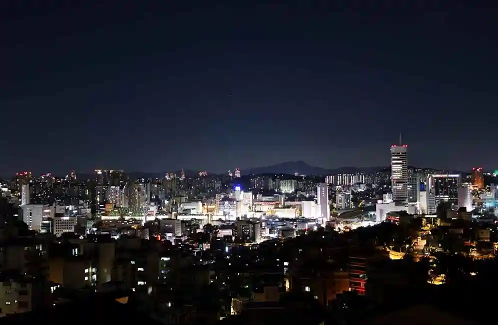 Seoul city as seen from Naksan Fortress Wall Trail